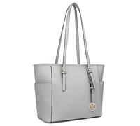 Miss Lulu Women Large Tote Handbag Top-handle Shopper Bag Ladies Shoulder Bag with Adjustable Strap for Office, School and Date (Black)