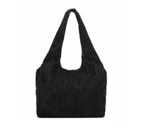 Miss Lulu Women’s Corduroy Shoulder Bag with Zipper - Soft and Fluffy Tote Bag for Shopping, Work, and Travel