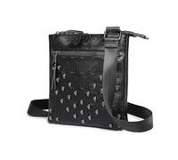 Miss Lulu Women’s Crossbody Bag, Skull Black Causal Phone Bag with Adjustable Long Strap, Multi-compartment Medium Size Shoulder Bag for Ladies