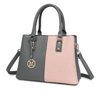 Miss Lulu Women’s Top Handle Handbag, PU Leather Elegant handbags for women, Fashion Hobo Bags, Faux Leather Shoulder Bag, Handbag with Detachable Cross Body Strap & Grab Handles (Pink & Grey)