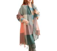 Miss Lulu Women Scarves Winter Long Soft Warm Tartan Check Wraps Wool Spinning Tassel Shawl Stole Scarf Ladies Green