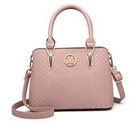 Miss Lulu Handbag for Women, Woven and Chevron Pattern, M Logo on the Front, Top Handle or Shoulder Bag, Golden Hardware