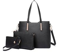 Miss Lulu Women's 3-Piece Handbag Set, PU Leather Tote and Crossbody Bags