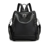 Miss Lulu Women's PU Anti-Theft Backpack, Large Capacity Fashion School Bag with Multiple Pockets, Convertible Shoulder Bag for Work, Travel, and Daily Use