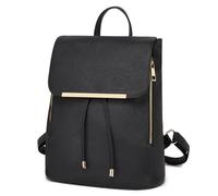 Miss Lulu Women's Backpack, PU Leather Drawstring Rucksack for Work School | Medium PU leather backpack with A4 capacity, drawstring flap closure, organised pockets and adjustable straps for daily use