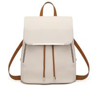 Miss Lulu Women's Backpack, PU Leather Drawstring Rucksack for Work School | Medium PU leather backpack with A4 capacity, drawstring flap closure, organised pockets and adjustable straps for daily use