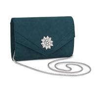 Miss Lulu Women's Clutch, Crystal-Embellished Suede, Ladies Evening Wedding Party Clutches & Crossbody Purse with Chain Strap