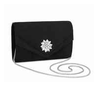 Miss Lulu Women's Clutch, Crystal-Embellished Suede, Ladies Evening Wedding Party Clutches & Crossbody Purse with Chain Strap