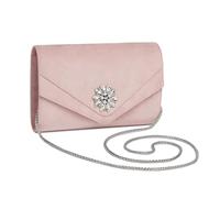 Miss Lulu Women's Clutch, Crystal-Embellished Suede, Ladies Evening Wedding Party Clutches & Crossbody Purse with Chain Strap