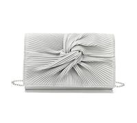 Miss Lulu Women's Clutches, Clutch Bags for Women Suede Ladies Evening Bags Purse Handbag Cross Body Bag Wedding Party with Detachable Chain Strap (Silver)