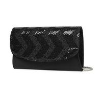 Miss Lulu Women's Clutches Evening Bag Clutch Bags for Women Handbag with Shining Sequins with Detachable Silver Chain for Party Prom Bridal Wedding (Black)
