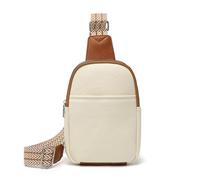 Miss Lulu Women's Crossbody Bag, PU Leather Sling Chest Bag with Adjustable Strap, Small Shoulder Bag Lightweight Anti-Theft Walking Shopping & Travel (Beige/Brown)