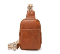 Miss Lulu Women's Crossbody Bag, PU Leather Sling Chest Bag with Adjustable Strap, Small Shoulder Bag Lightweight Anti-Theft Walking Shopping & Travel (Brown)