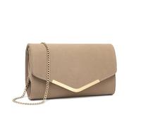 Miss Lulu Women's Clutches - Suede Clutch Bag with Chain - Elegant Evening Bags for Weddings and Evenings