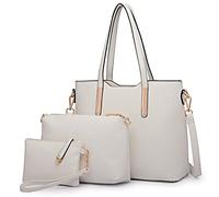 Miss Lulu Women's Handbag Set Shoulder Bag 3-Piece Small Tote Bags with Purse Faux Leather for Work School