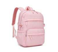 Miss Lulu Womens Laptop Backpack, Quilted Rucksack for Ladies, Lightweight Water-Resistant Daypack with 15.6 Inch Laptop Compartment, Work, Uni & Travel Bag (Pink)