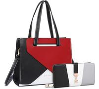 Miss Lulu Fashion Handbag for Women Shoulder Bag With Adjustable Strap Top Handle Bag Color Stitching Design