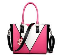 Miss Lulu Ladies’ Chic Top-Handle Bag - Luxury Tote Minimalist Design - Fashion Crossbody Bag with Colour Blocking - Versatile for Business and Casual Use