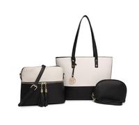 Miss Lulu Women's Handbag 3 Piece Sets, Large PU Tote Bag,Fashion Lightweight Shoulder Hobos Bag with Wristlet Card Bag Adjustable Shoulder Pocket (BK/BG)