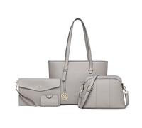 Miss Lulu Handbag Ladies Handle Bags Shopper Small Shoulder Bag Shoulder Bag 4 Pcs Bag Set Purse Clutch Card Holder Wallet for Travel Business Shopping Daily (Grey)