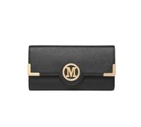 Miss Lulu Women's Long Purse, Textured PU Leather Wallet, 15 Card Slots | Textured PU leather purse with gold-tone trim, magnetic flap, 15 card slots, 3 note sections, zipped pocket and ID window
