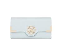 Miss Lulu Women's Purse Long Wallet Ladies PU Leather Elegant Purse with Multiple Card Slots, Solid Colour with Simple Metal Logo (Grey)