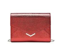 Miss Lulu Women's Evening Clutch Bag, Shining Elegant Handbag for Weddings Party Date, Cool Lizard-pattern Design Shoulder Crossbody Bag, Medium Size (Burgundy)