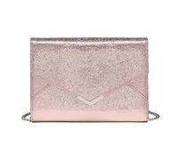 Miss Lulu Women's Evening Clutch Bag, Shining Elegant Handbag for Weddings Party Date, Cool Lizard-pattern Design Shoulder Crossbody Bag, Medium Size (Pink)