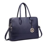 Miss Lulu Women's Tote Bag Handbags for Women Large Capacity Laptop Bag PU Leather (Navy)