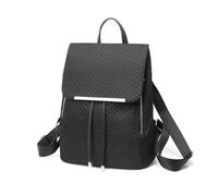 Miss Lulu Women's Nylon Backpack, Quilted Chevron Drawstring Rucksack | Quilted chevron nylon backpack with drawstring flap, silver-tone bar, A4 capacity, organised pockets and adjustable straps