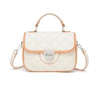 Miss Lulu Women's PU Leather Handbag with Suede Panel, Top Handle Shoulder Bag Crossbody Purse, Elegant Saddle Messenger Bag with Detachable Strap for Work Wedding Evening Daily Use