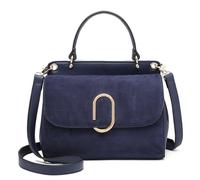 Miss Lulu Women's PU Leather Handbag with Suede Panel, Top Handle Shoulder Bag Crossbody Purse, Elegant Saddle Messenger Bag with Detachable Strap for Work Wedding Evening Daily Use