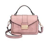 Miss Lulu Womens Quilted PU Leather Handbag, Top Handle Shoulder Bag Crossbody, Elegant Saddle Messenger Bag with Metal Lock and Detachable Strap for Work Wedding Evening Daily Use
