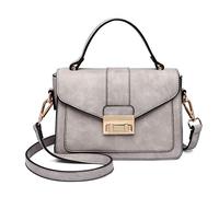 Miss Lulu Womens Quilted PU Leather Handbag, Top Handle Shoulder Bag Crossbody, Elegant Saddle Messenger Bag with Metal Lock and Detachable Strap for Work Wedding Evening Daily Use