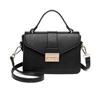 Miss Lulu Womens Quilted PU Leather Handbag, Top Handle Shoulder Bag Crossbody, Elegant Saddle Messenger Bag with Metal Lock and Detachable Strap for Work Wedding Evening Daily Use