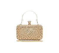 Miss Lulu Women's Rhinestone Hard-Shell Clutch Bag with Detachable Chain