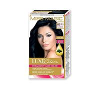 Miss Magic Luxe Black/Blue Hair Dye with Argan, Permanent, 100% White Hair Coverage, Natural, For Black-Blue Hair, Nourishing, 40g