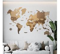 MISS MAPS Large 3D Wooden Wall Map - Travel Marking Map and Decoration for Travelers - Multilayer Pressed Wood Engraved Names