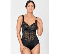 Miss Mary of Sweden Fantastic Flair Non-Wired Lace Body - Soft Support Bodysuit, Unpadded Cups, Stretch Lace, Flattering Fit 36DD Black
