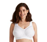 Miss Mary of Sweden - Broderie Anglaise, Non Wired Bras for Women, Everyday Bras, Comfortable Cotton, Supportive Full Coverage 44F White