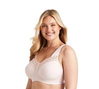 Miss Mary of Sweden - Broderie Anglaise, Non Wired Bras for Women, Everyday Bras, Comfortable Cotton, Supportive Full Coverage 40DD Dusty Pink