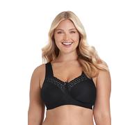 Miss Mary of Sweden - Broderie Anglaise, Non Wired Bras for Women, Everyday Bras, Comfortable Cotton, Supportive Full Coverage 44C Black