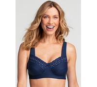 Miss Mary - Broderie Anglaise, Non Wired Bras for Women, Everyday Bras, Comfortable Cotton, Supportive with Full Coverage Blue