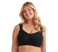 Miss Mary of Sweden Cotton Divide Non-Wired Bra for Women - Stops Under-Bust Sweat & Irritation, Breathable Cotton with Separating Cup Design, Plus Size Black