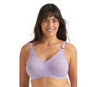 Miss Mary of Sweden Cotton Dots Non-Wired Bra for Women - Supportive Wire-Free Full Coverage Cotton Bra with Lace Trim, Up to J Cup, Plus Size Lavender