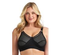Miss Mary of Sweden Cotton Dots Non-Wired Bra for Women - Supportive Wire-Free Full Coverage Cotton Bra with Lace Trim, Up to J Cup, Plus Size Black