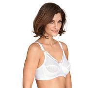 Miss Mary of Sweden Cotton Dots Non-Wired Bra for Women - Supportive Wire-Free Full Coverage Cotton Bra with Lace Trim, Up to J Cup, Plus Size White
