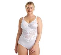 Miss Mary of Sweden Fantastic Flair Non-Wired Lace Body - Soft Support Bodysuit, Unpadded Cups, Stretch Lace, Flattering Fit 44C White