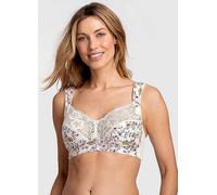 Miss Mary of Sweden Fauna Non-Wired Bra for Women - Full Coverage Wire-Free Bra with Lace & Mesh, Padded Straps for Comfort and Real Support, Plus Size Beige