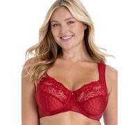 Jacquard Full Cup Bra with Lace Red